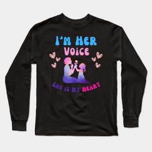 Autism Mom I'm Her Voice She is My Heart daughter Autism Long Sleeve T-Shirt